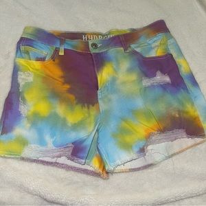 Hydraulic tie dye Jean shorts